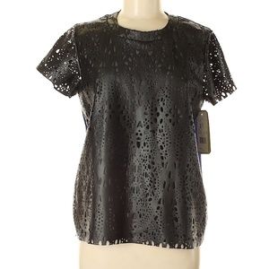 Nicole Miller Artelier Black Faux Leather Top
